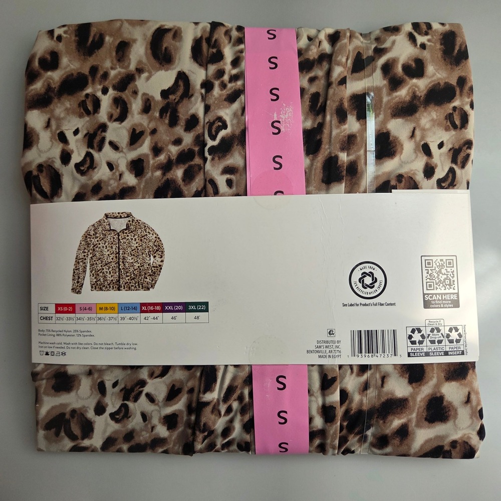 Members Mark‎ Womens Travel Jacket Small Leopard Print Full Zip Lightweight NWT - Picture 2 of 3